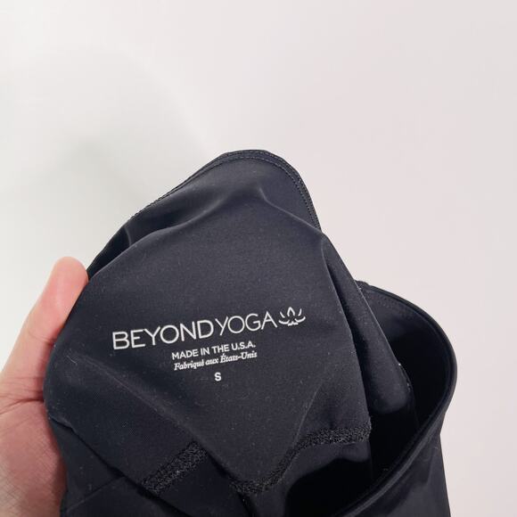 Beyond Yoga Small S Black Mesh Striped Pieced Leggings Workout High Rise Womens - Picture 9 of 9